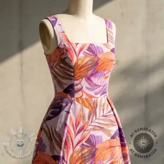 Viscosa con lino Painted leaves