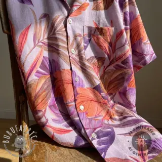 Viscosa con lino Painted leaves
