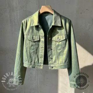 JEANS DENIM 8,5 OZ STRETCH WASHED metallic green