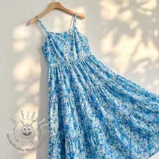 Tessuto di cotone EMBROIDERY Viola blue digital print