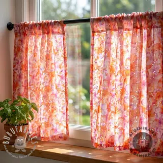 Tessuto di cotone EMBROIDERY Viola peach digital print