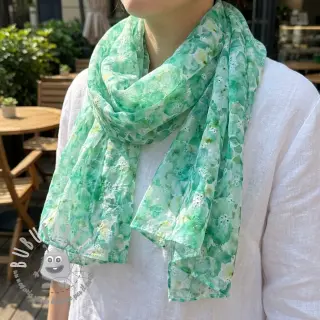 Tessuto di cotone EMBROIDERY Viola green digital print
