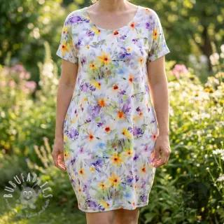 Tessuto di cotone SATIN STRETCH Corn flowers