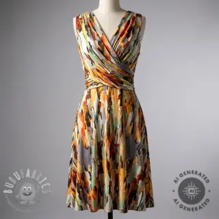 Tessuto di cotone SATIN STRETCH Abstract paint