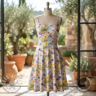 Tessuto di cotone SATIN STRETCH Corn flowers