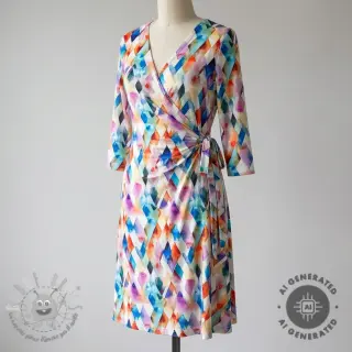 Tessuto di cotone SATIN STRETCH Irregular diamonds design B