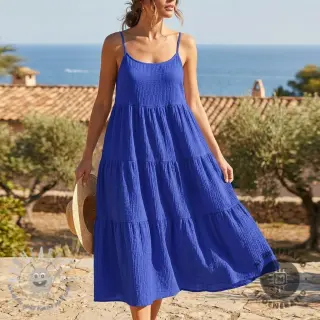 Tessuto di cotone SMOGGED EMBROIDERY cobalt