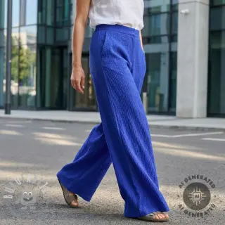 Tessuto di cotone SMOGGED EMBROIDERY cobalt