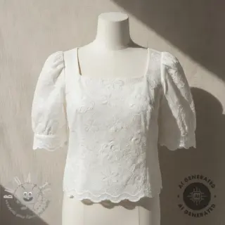Tessuto di cotone EMBROIDERY Catchy Flowy white