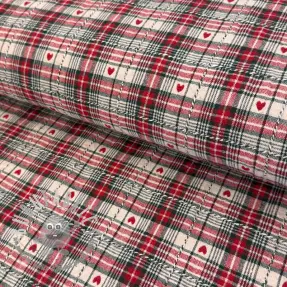 Tessuto decorativo jacquard Villars ecru rouge