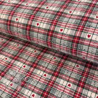 Tessuto decorativo jacquard Villars ecru rouge