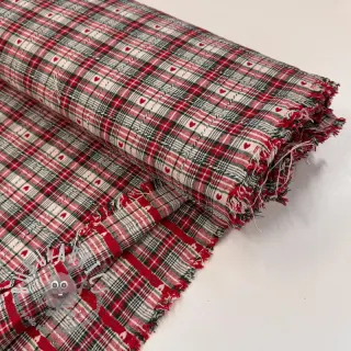 Tessuto decorativo jacquard Villars ecru rouge