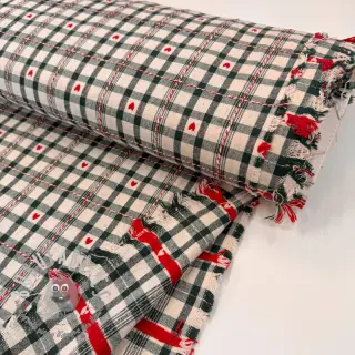Tessuto decorativo jacquard Villars ecru vert