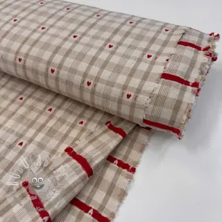 Tessuto decorativo jacquard Ollon ficelle rouge