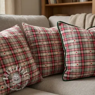 Tessuto decorativo jacquard Villars ecru rouge