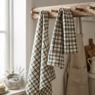 Tessuto decorativo jacquard Villars ecru vert