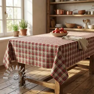Tessuto decorativo jacquard Villars ecru rouge