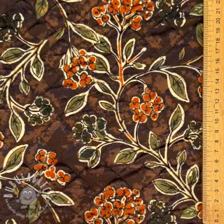 Velluto VELVET QUILT Flowers leaves dark brown