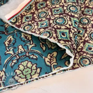 Velluto VELVET QUILT Flowers abstract petrol