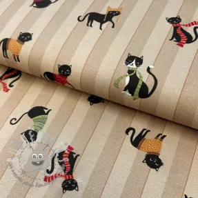 Tessuto decorativo premium Cat frost friends taupe digital print