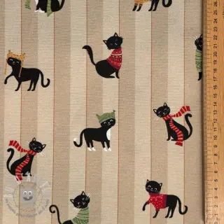 Tessuto decorativo premium Cat frost friends taupe digital print