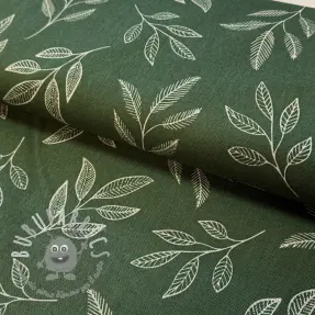 Tessuto decorativo Linenlook Elegant leaf branch army