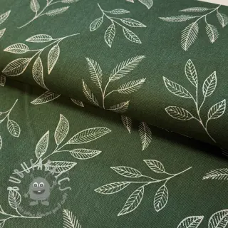 Tessuto decorativo Linenlook Elegant leaf branch army
