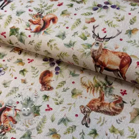 Tessuto decorativo Linenlook Animal forest dream digital print