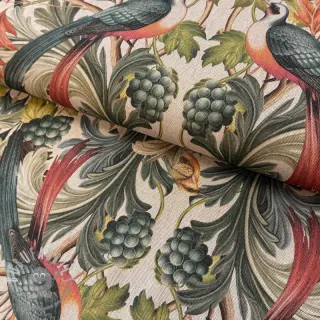 Tessuto decorativo Linenlook Leafy paradise bird digital print