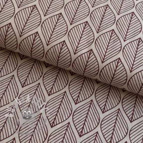Tessuto decorativo Linenlook Leaf line minimalist wine