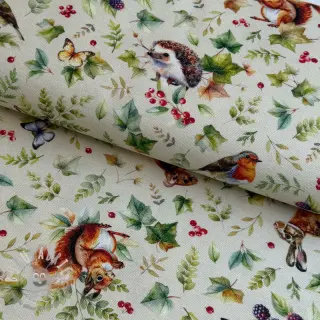 Tessuto decorativo premium Animal forest dream beige digital print