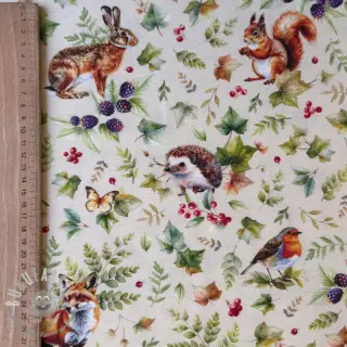 Tessuto decorativo premium Animal forest dream beige digital print