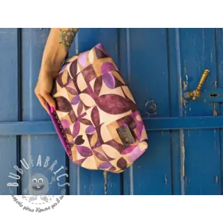 Tessuto decorativo SLUB Abstract flowie aubergine digital print