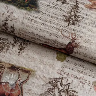 Tessuto decorativo Linenlook Forest deer song digital print