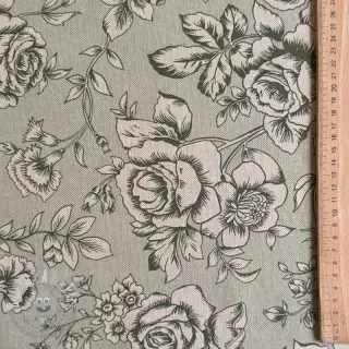 Tessuto decorativo Linenlook Elegant rose bloom army
