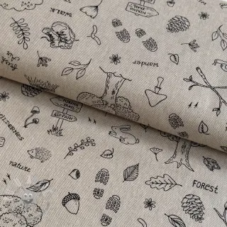 Tessuto decorativo Linenlook Wander woods doodle