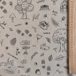 Tessuto decorativo Linenlook Wander woods doodle