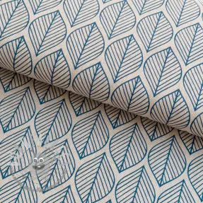 Tessuto decorativo Linenlook Leaf line minimalist denim