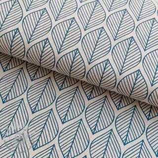 Tessuto decorativo Linenlook Leaf line minimalist denim