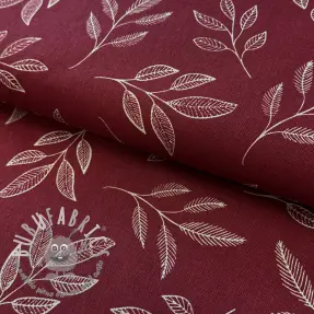 Tessuto decorativo Linenlook Elegant leaf branch wine