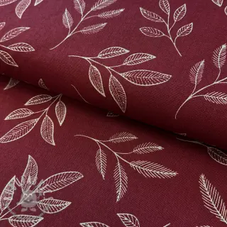 Tessuto decorativo Linenlook Elegant leaf branch wine