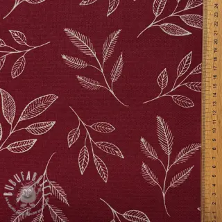 Tessuto decorativo Linenlook Elegant leaf branch wine