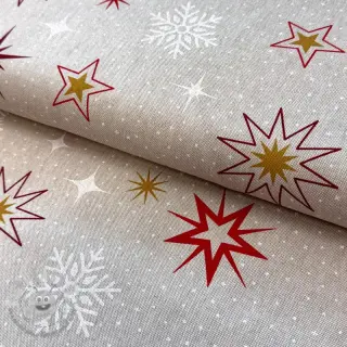 Tessuto decorativo Linenlook Magic star red gold