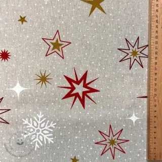 Tessuto decorativo Linenlook Magic star red gold