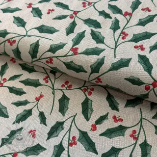 Tessuto decorativo Linenlook Holly branch Xmas