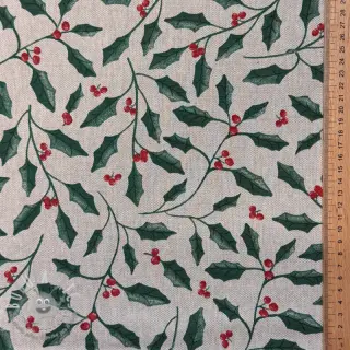 Tessuto decorativo Linenlook Holly branch Xmas