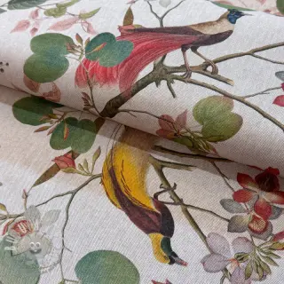 Tessuto decorativo Linenlook Orchid paradise bird digital print