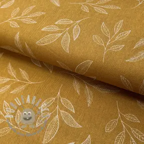 Tessuto decorativo Linenlook Elegant leaf branch yellow