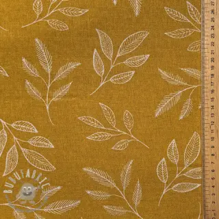 Tessuto decorativo Linenlook Elegant leaf branch yellow