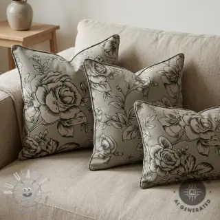Tessuto decorativo Linenlook Elegant rose bloom army